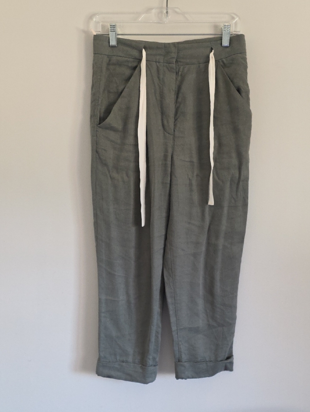 ARITZIA | Wilfred Linen Allant crop pants with a ribbon green Sz 4 - Picture 3 of 8